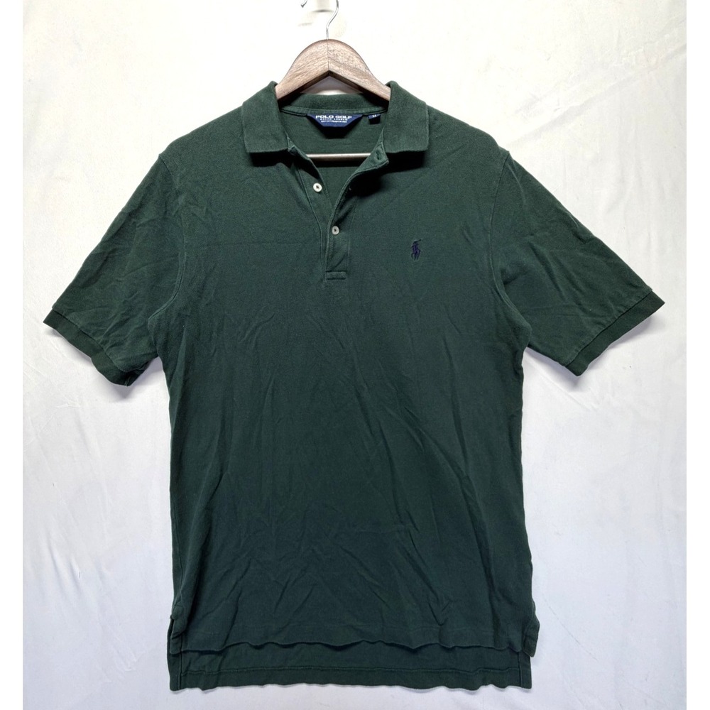 Polo Ralph Lauren Polo Shirt Mens M Dark Green Logo Cotton Side Slit Golf Tennis